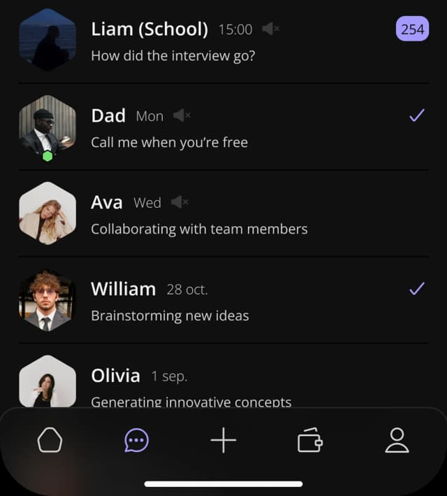 Messenger interface showing contacts